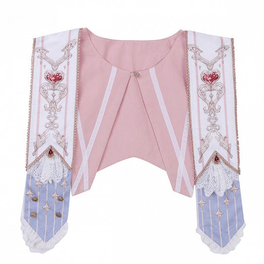Detachable with Blue/Pink Lolita Collar Print Dark Rhinestone and Accents Lace