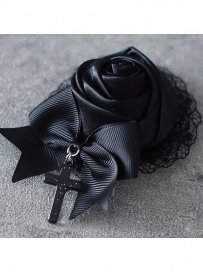 Gothic Hairclip with Black Rose Lace - Strange Sugar