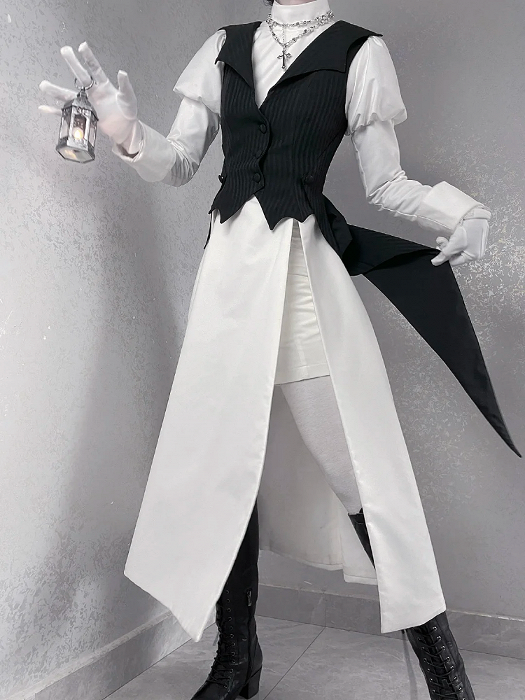 Gothic Ouji Schwalbe Geschwungene Saumflügel und schwarzer Westekragenschwanz Lolita Fledermaus