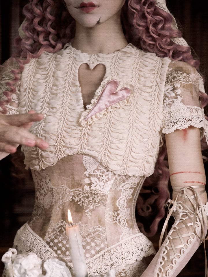 Cutout Love Short Romantic Sleeves Top Corset Goth