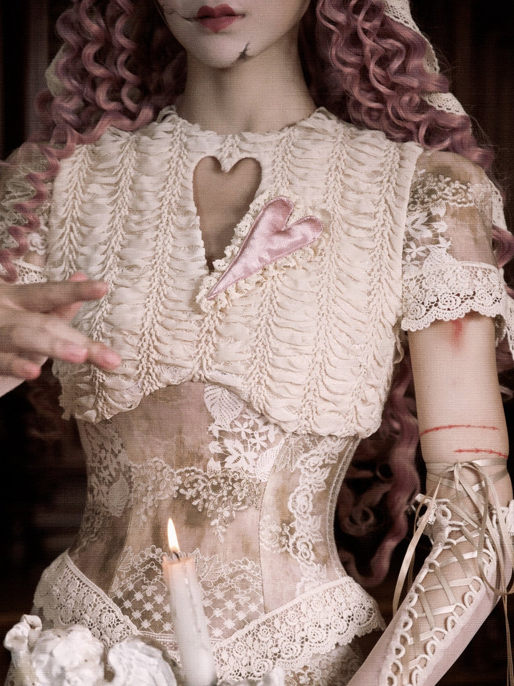 Sleeves Top Love Goth Corset Cutout Short Romantic