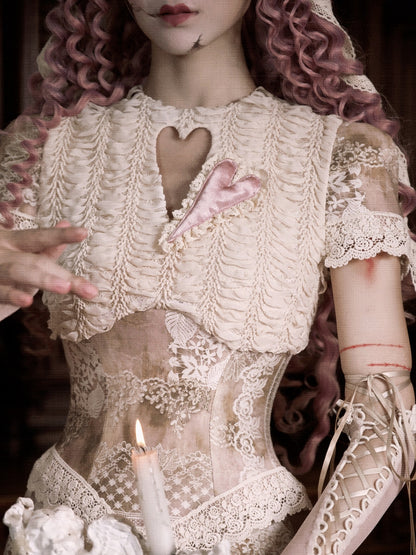 Sleeves Top Love Goth Corset Cutout Short Romantic