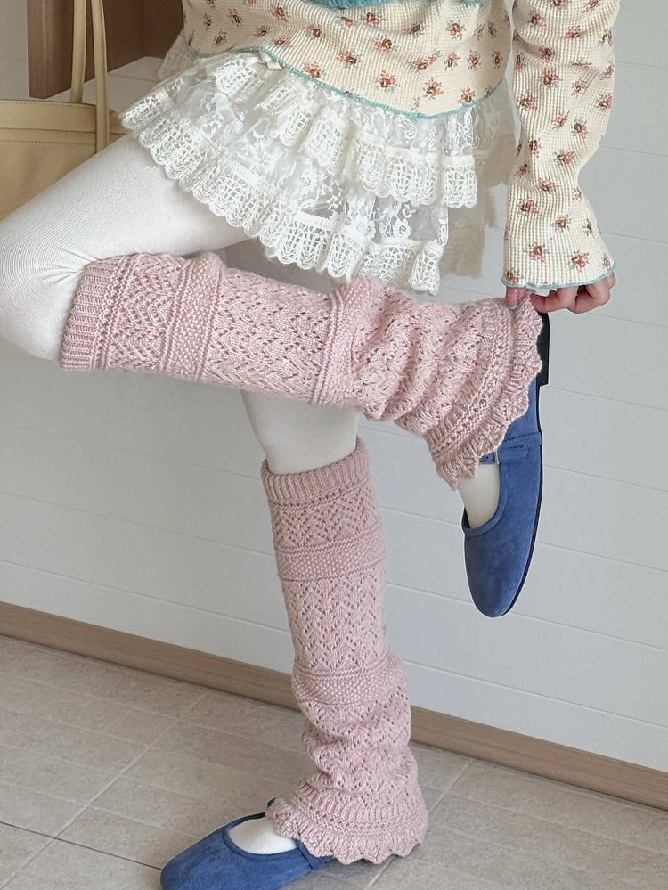 Knit White/Pink/Coffee/Gray/Black Warmers Leg