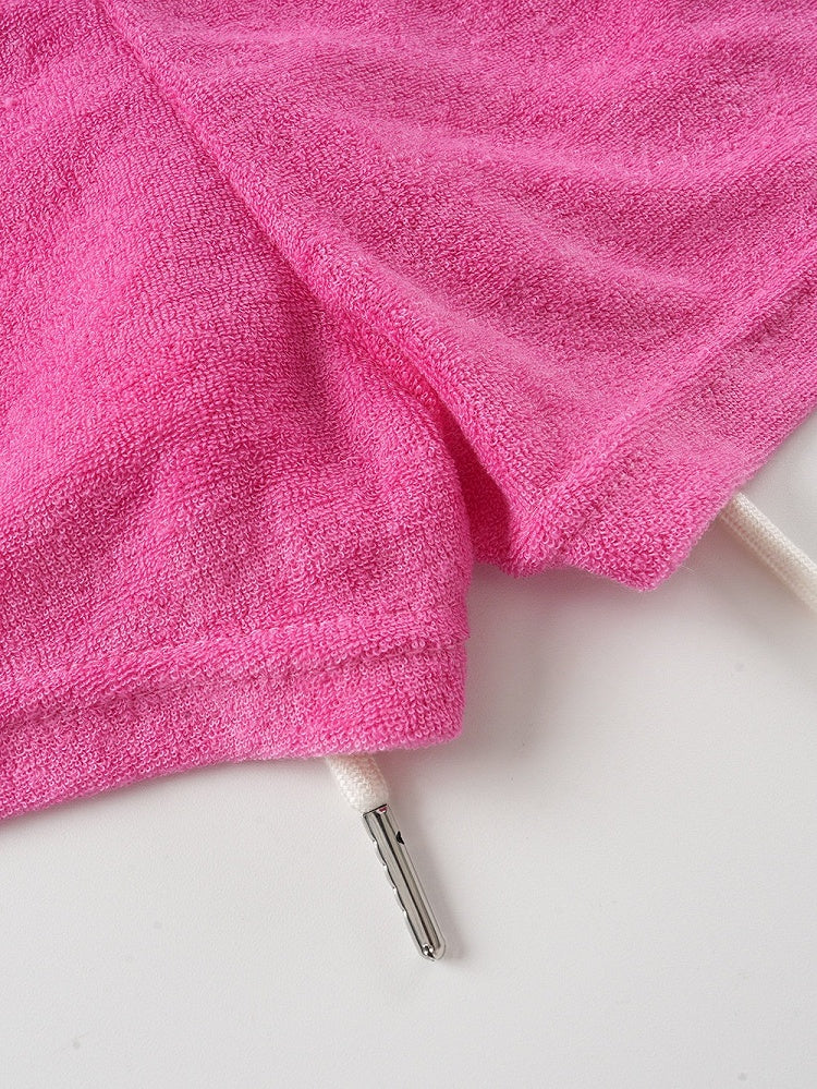 Casual Kawaii Rose Pink Letter Print Drawstring Shorts - Languid Park