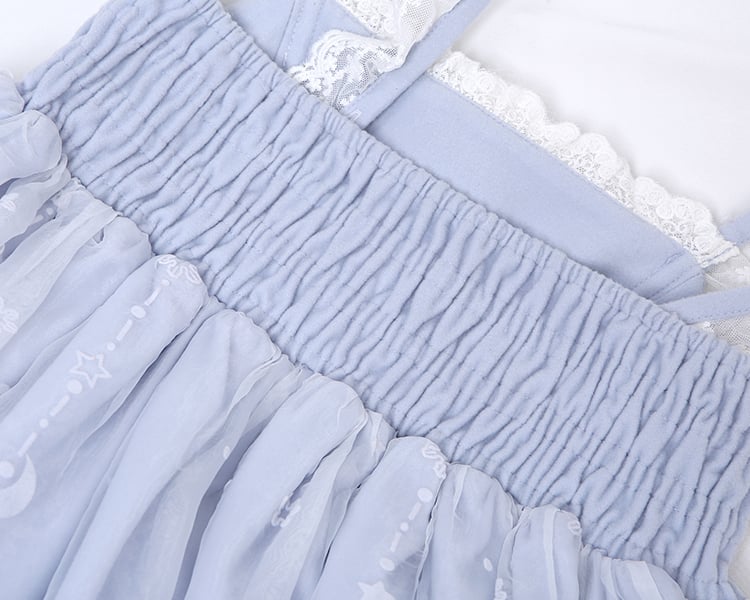 Set Overlay Purple Castle Print Trim Moon Cape Snow with Skirt Plush Light Lace Dress Lolita Jumper