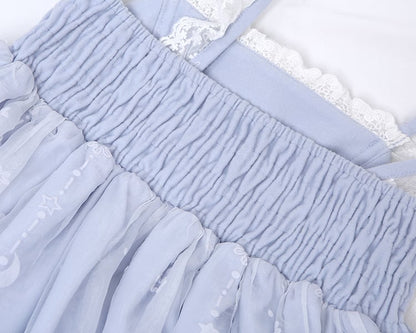 Set Overlay Purple Castle Print Trim Moon Cape Snow with Skirt Plush Light Lace Dress Lolita Jumper