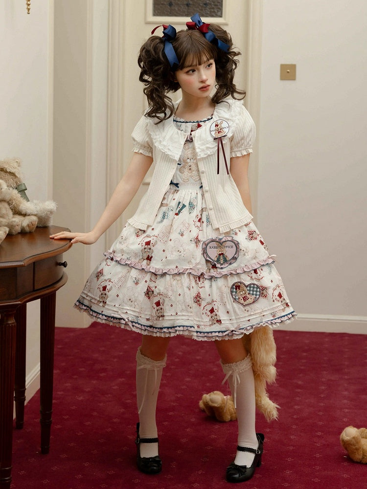 Gelbe Strickjacke mit kurzen Puffärmeln