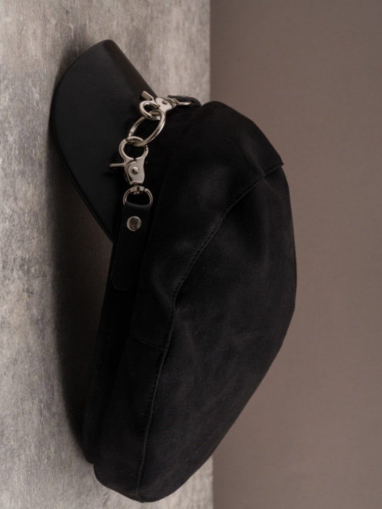 Gothic Buckles Black Design Beret Hat