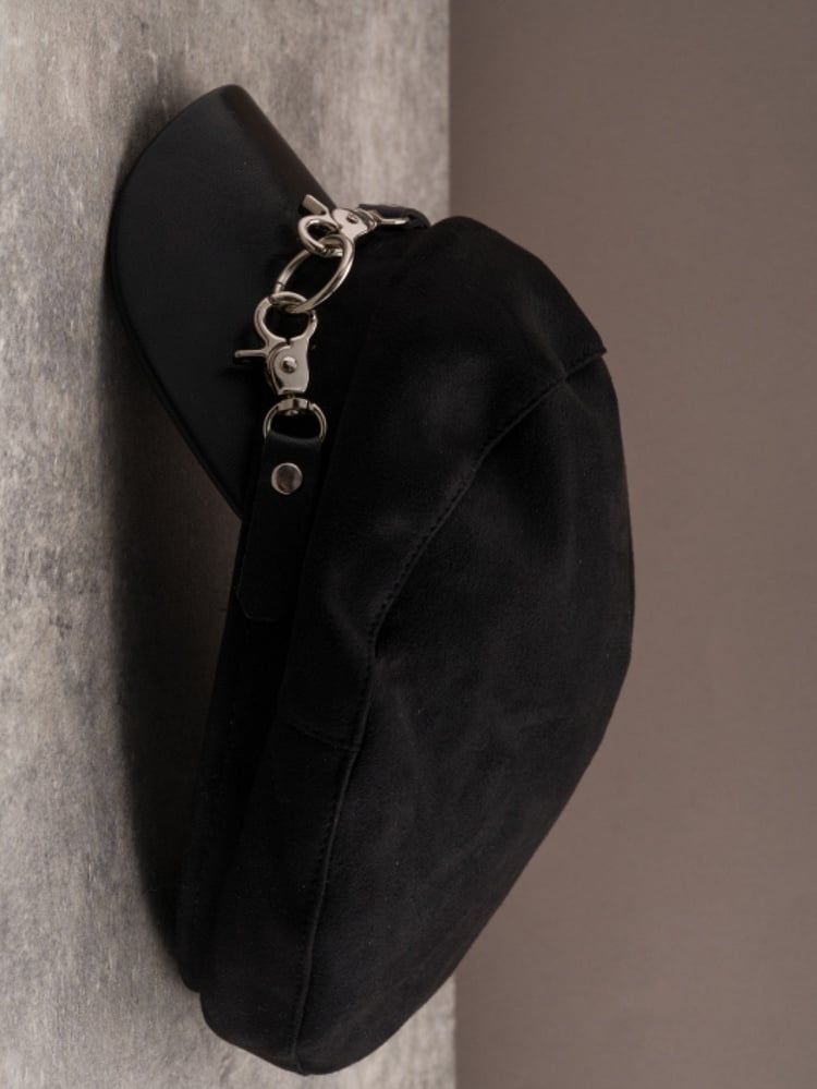 Gothic Black Design Buckles Hat Beret