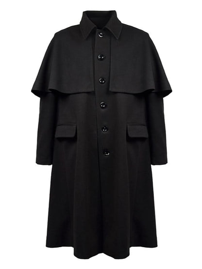 コート スチームパンク ブラック 取り外し可能なケープ