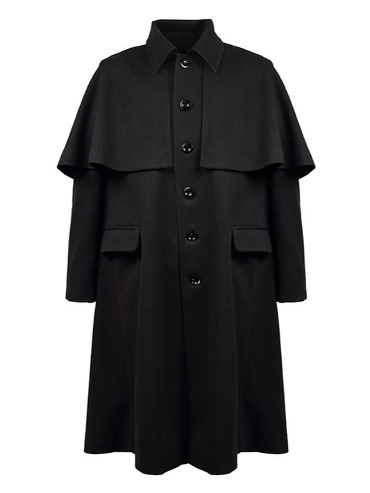 Coat Steampunk Black Detachable Cape