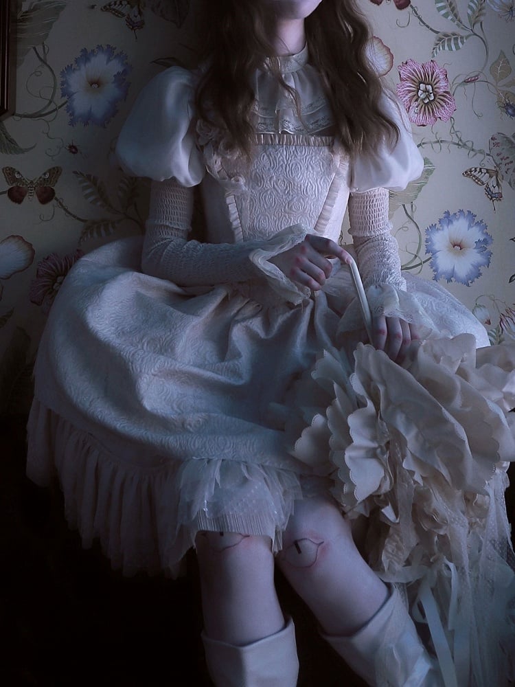 Sleeves Ruff Puff Beige Collar Blouse Lolita