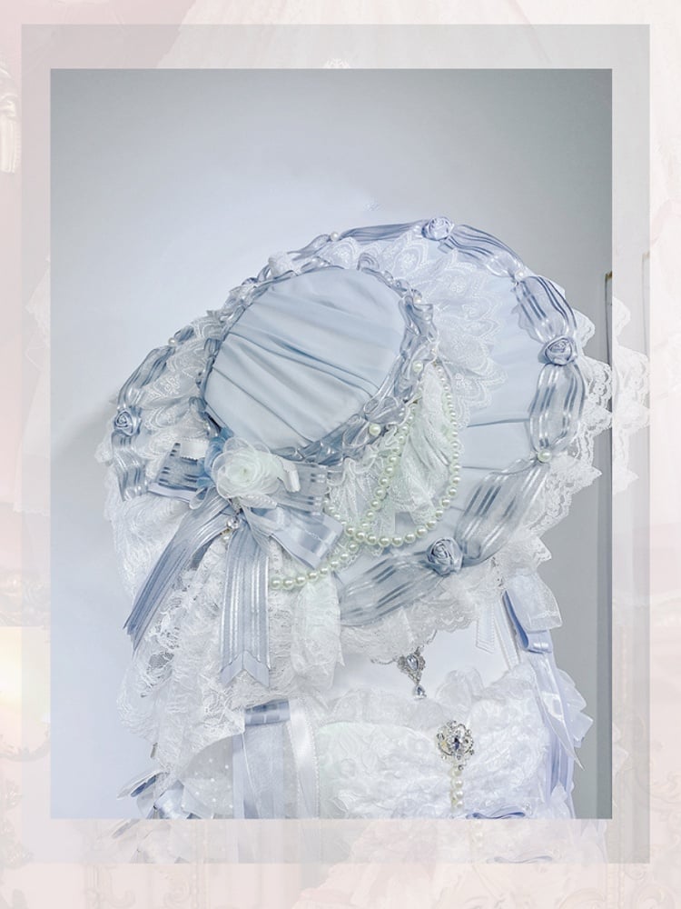 Beige Gorgeous Lolita / Blue Large Hat Pink