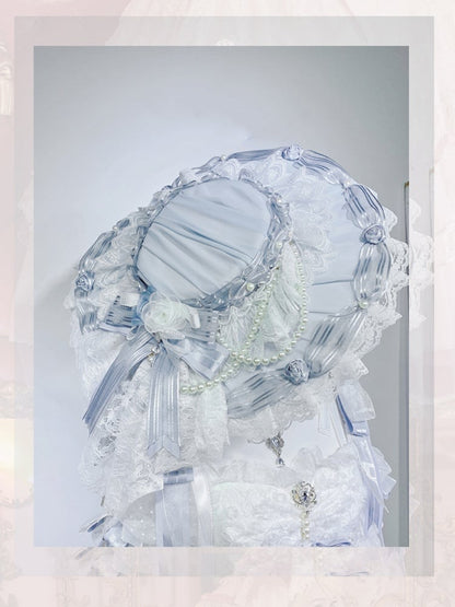 Beige Gorgeous Lolita / Blue Large Hat Pink