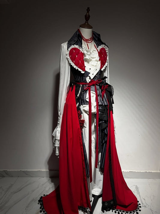 Dual-Use Red Black Train Cape Ouji Lolita - Rose Crown