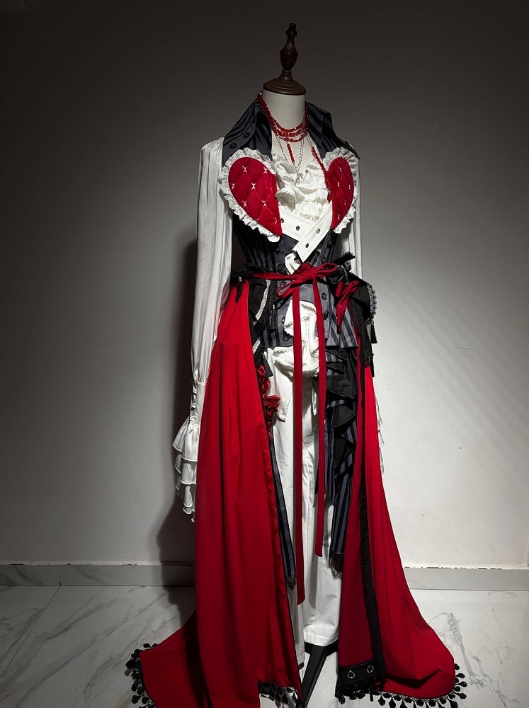 Gilet rayé Ouji avec cœur rouge matelassé - Couronne de rose