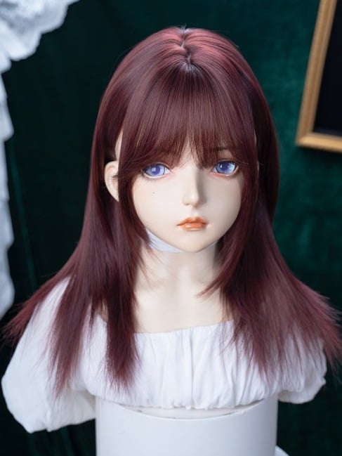 Wine Red 63cm Long Straight Full Bang Wig - Alice Garden