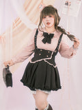 with Ruffle Pan Trim Button Size Collar Plus Pink Blouse Heart Peter