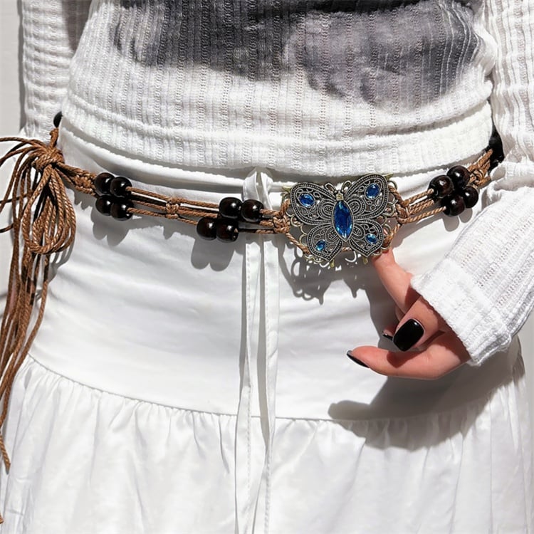 Braune Taillenkette mit Schmetterlingsperlen