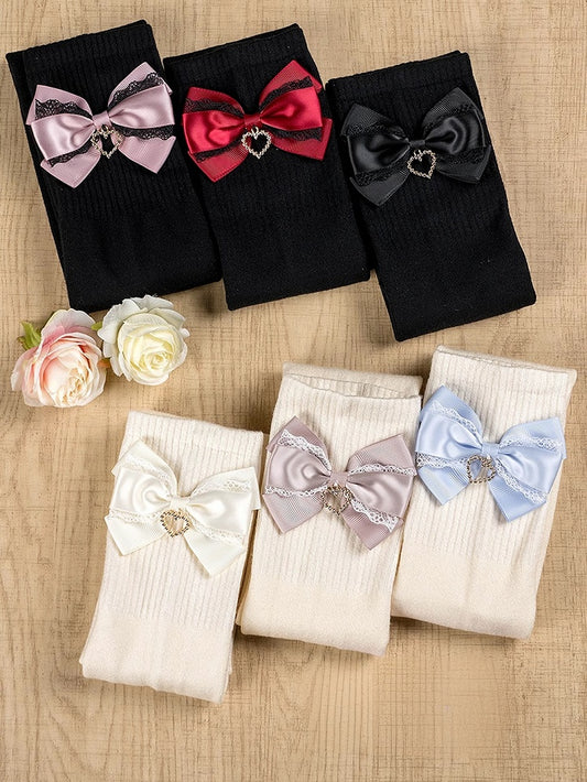 Jirai Kei Overknee-Strümpfe mit Schleife