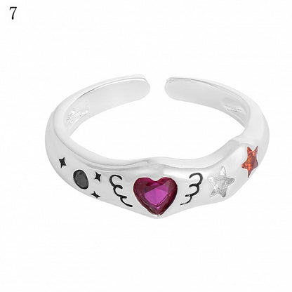 Ring 9 Strass Y2K Bittersüß Verzierte Optionen