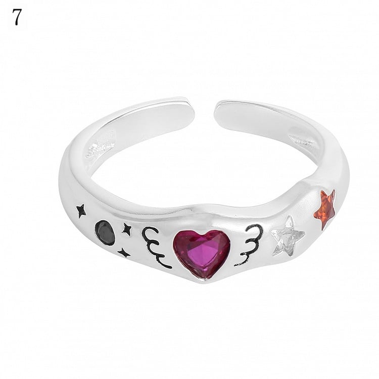 Strass verziert Optionen 9 Y2K Ring Bittersüß