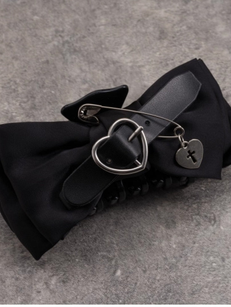 Schwarz mit Clip-Charme Gothic Bowknot Claw Heart verzierte Schnalle