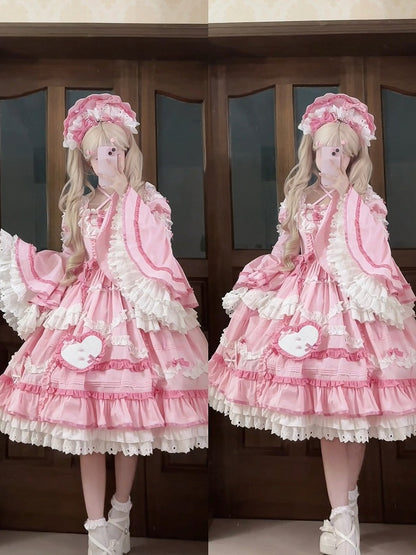 Plus Sizes Available Pink Gorgeous Old School Princess Lolita Cotton Dress