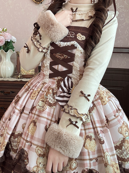 Long Autumn/Winter Ruffles Lolita Top Sleeves Coffee with Cozy