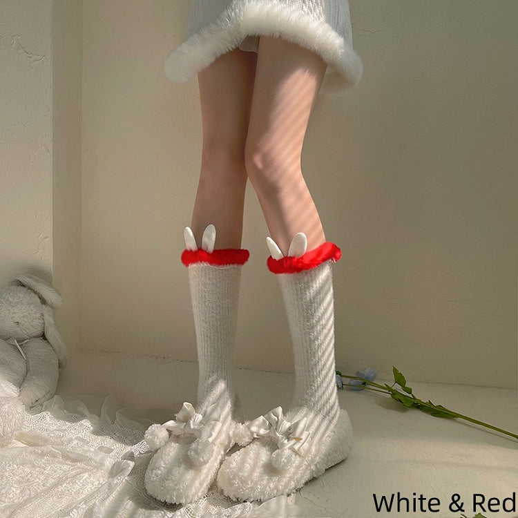 Furry Bunny Ear Lolita Decorations with Calf Socks Colors 6 Trim