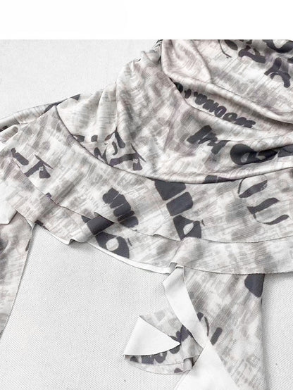 ストラップレス アシンメトリープリント ホワイトトップレター グラマラスヘム ビタースウィート