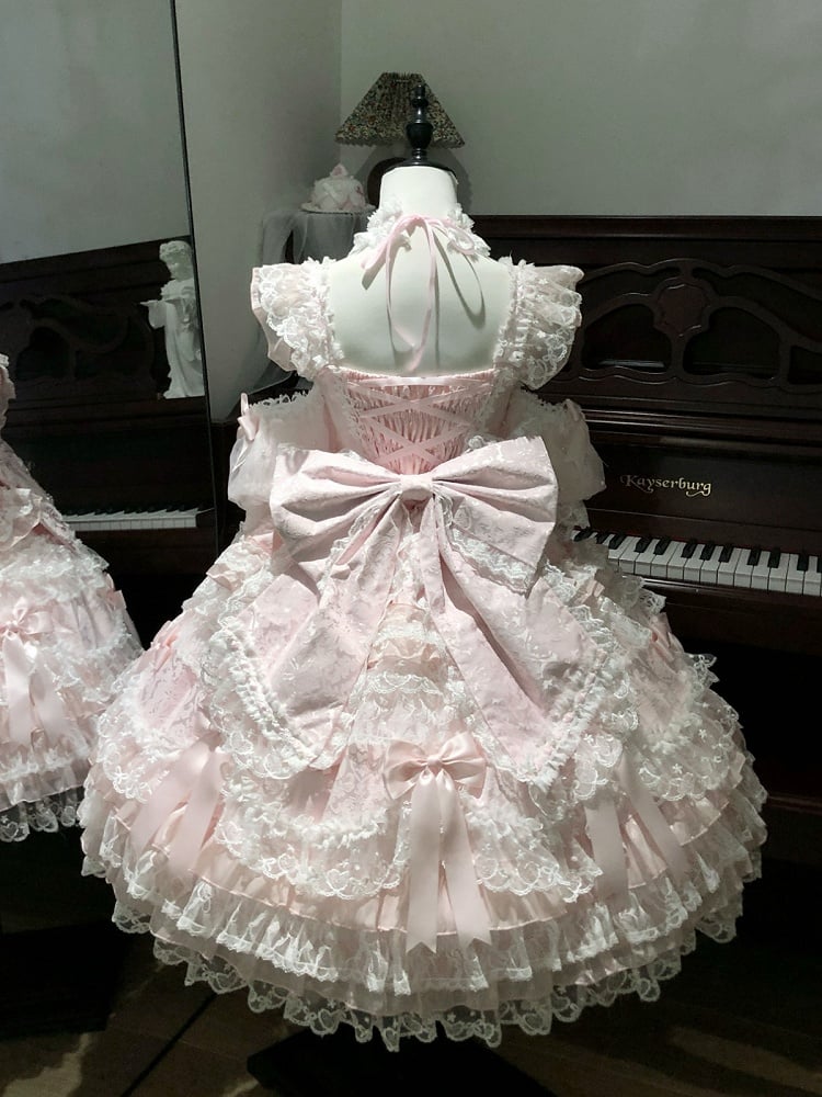 Bow Dress Lace JSK Sweet Accents and Pink Lolita with Princess