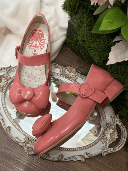 Mary Bow im Lolita-Top Pink Toe Janes - Sweet Heart Heels Schnalle Round Dark Low