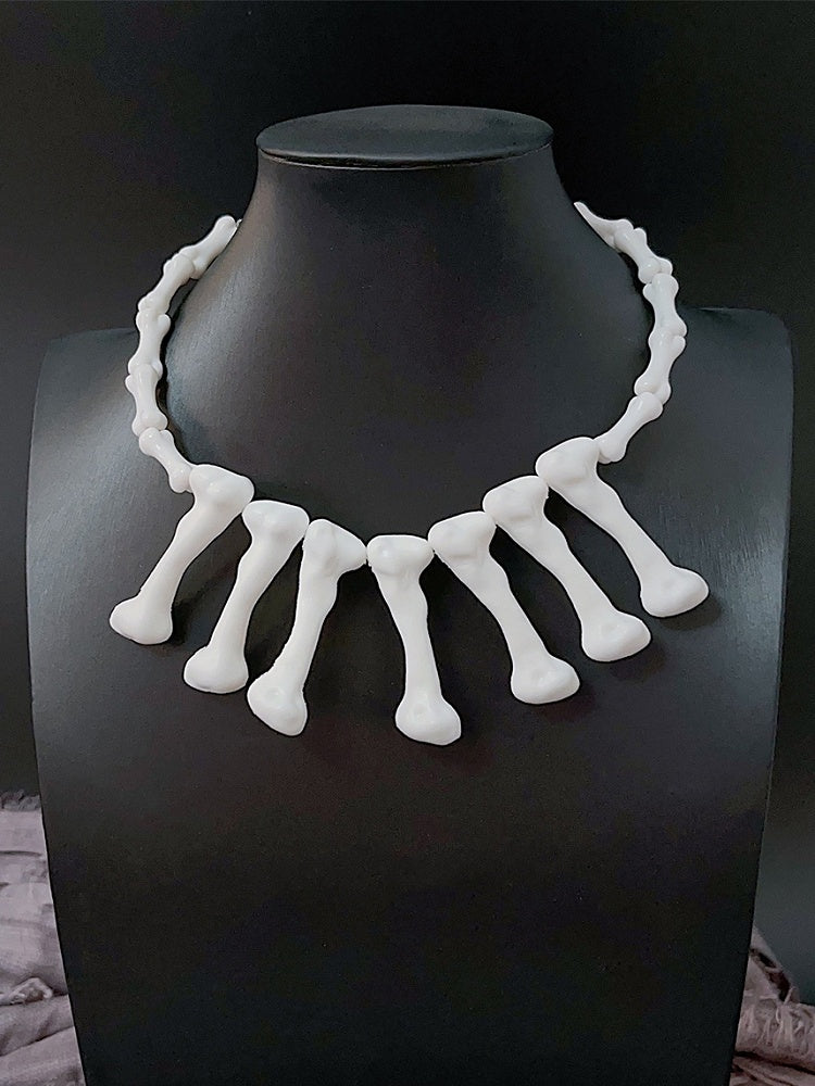 Gyaru White Y2K Fashion Choker Pendant Bone