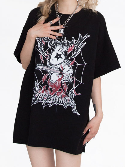 ポップパンク ブラックバニー オーバーサイズ Tシャツ