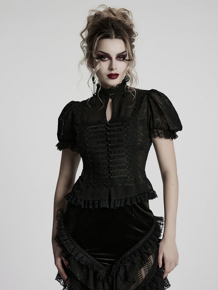 Gorgeous Black Gothic Chiffon Shirt