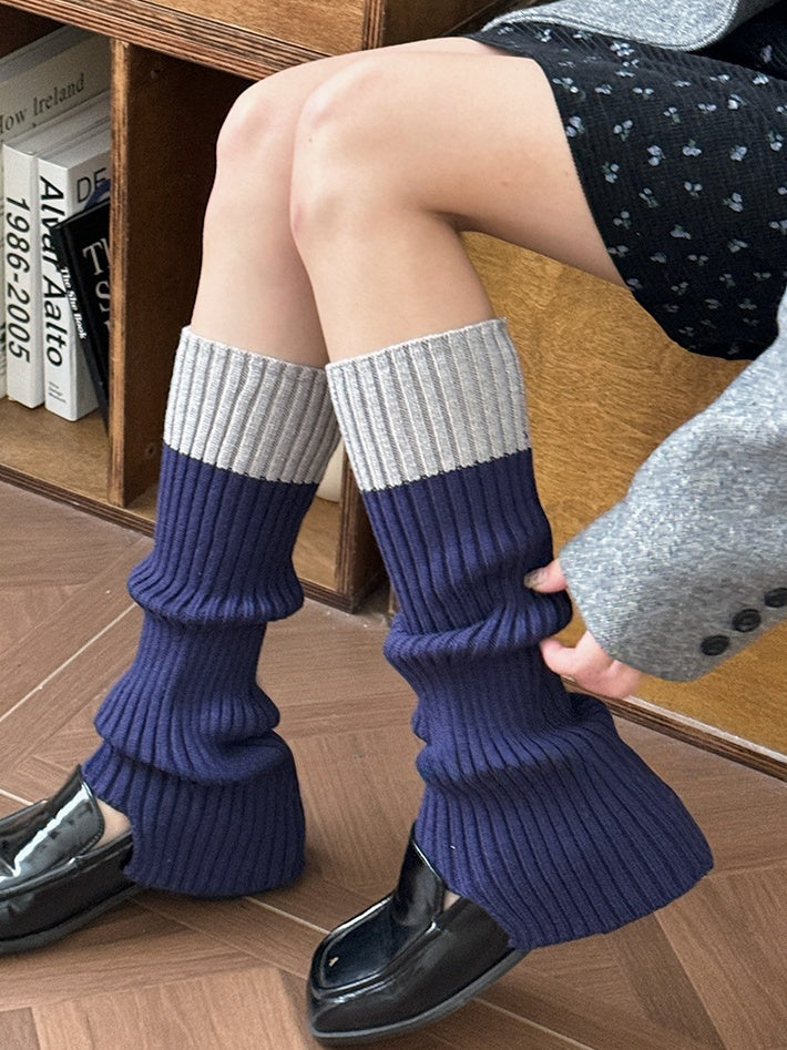 Gestrickte Beinwärmer in Weiß/Khaki/Dunkelblau/Dunkelgrau/Dunkelrot/Kaffee