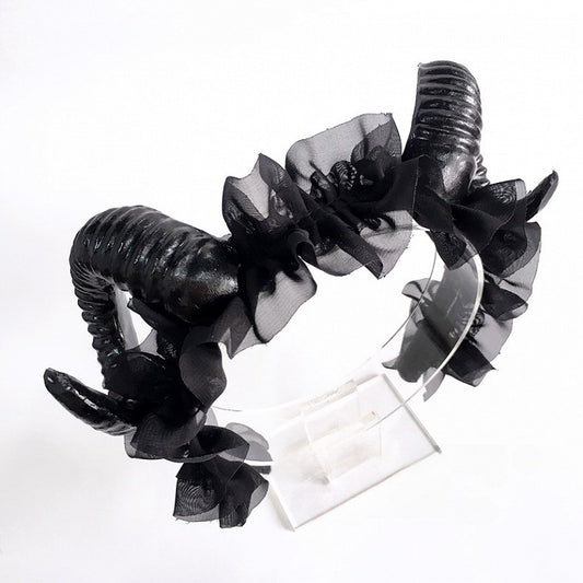 Ruffled KC Black with Faux Accents Horn Gothic