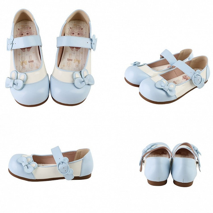 Bowknot Flats Bunny Ear Bear verzierte blaue Schnalle