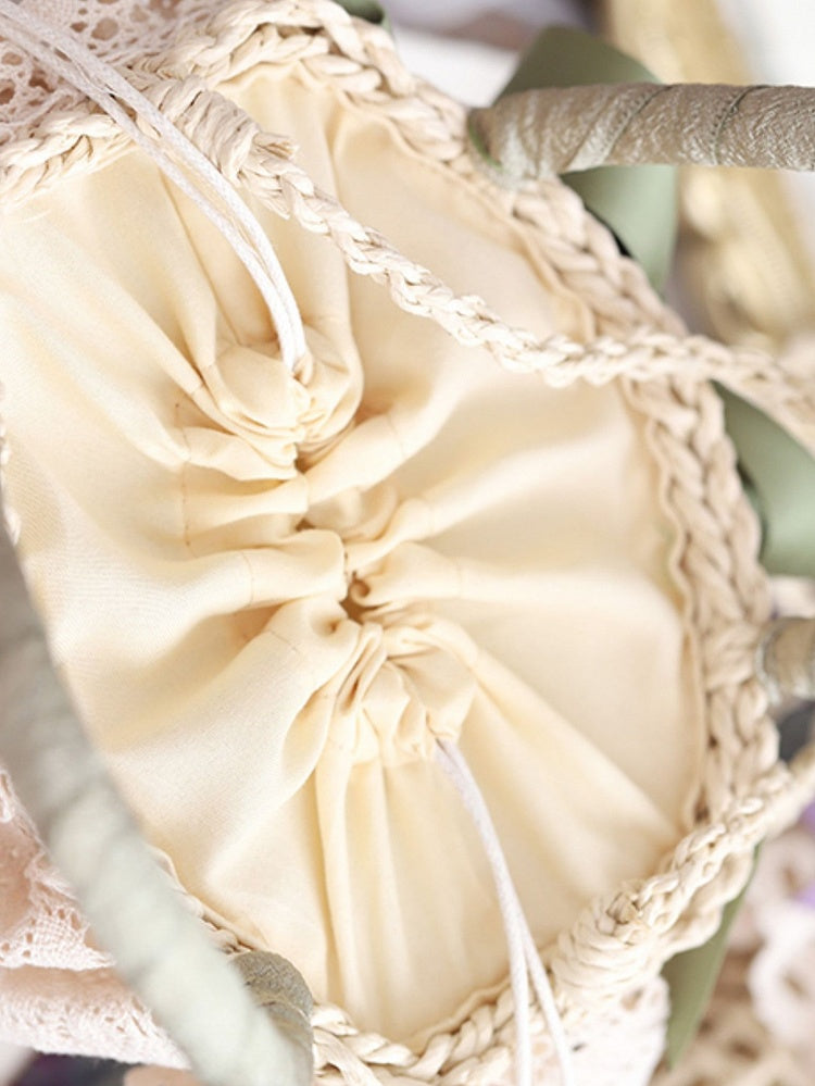 Grape Tote Decoration Lolita Bag Green/Purple Straw