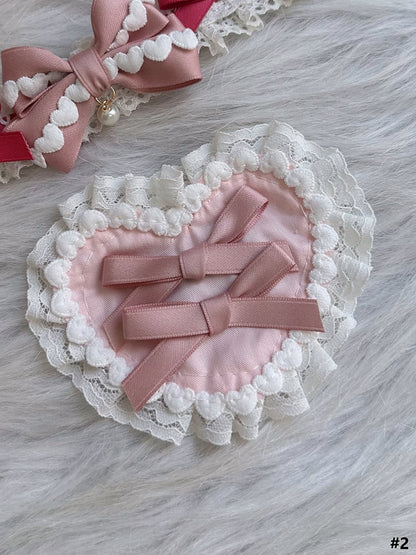 Trim Pink Hairclip/Brooch Lace Bow Heart-Shaped Pink/Light