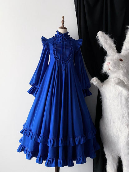 Gothic Lolita Ruffled High Neck Dress - Blossom Herald