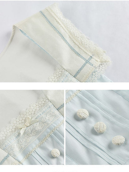 Dress and Sailor Accent Blue with Lace Light Overall Trim Pocket Lolita