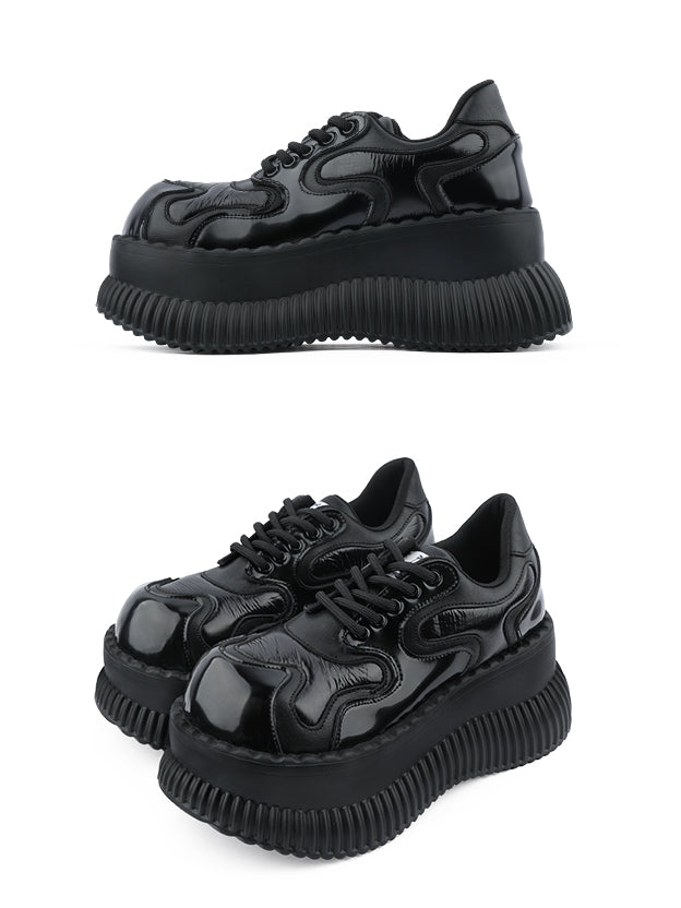 Style Platform Lace-up Black Closure Punk Shoes