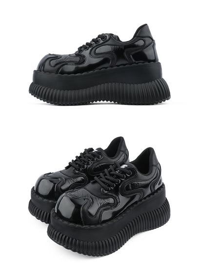 Style Platform Lace-up Black Closure Punk Shoes