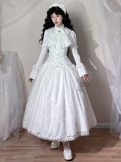 ロリータハイスーパーロングホワイトスカートゴシックバージョンウエスト