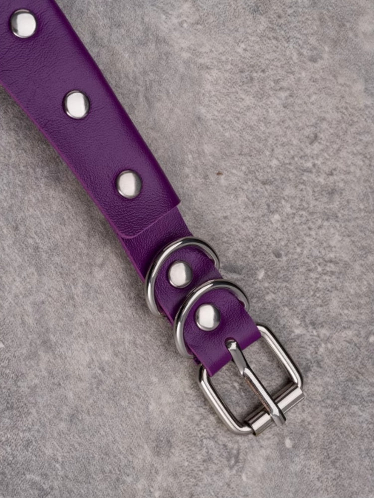 Studs Pendant Purple Heart Choker Gothic Decorated Rhinestone Details