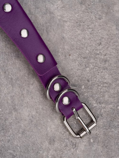 Studs Pendant Purple Heart Choker Gothic Decorated Rhinestone Details