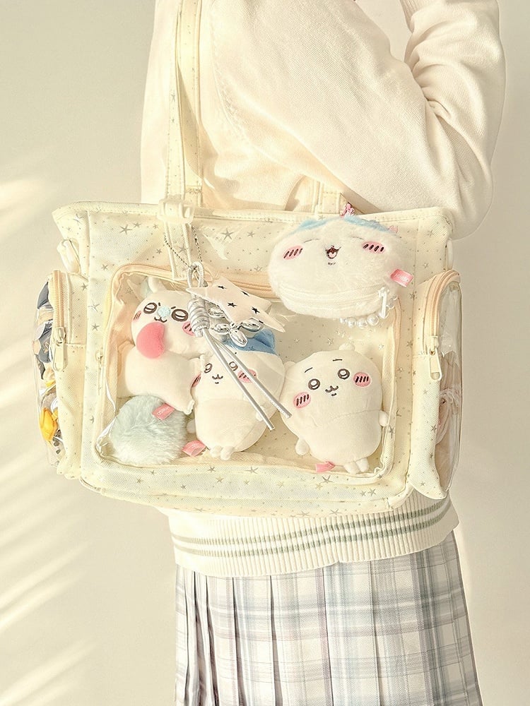 Window Pattern Beige with Star-shaped Ita Sweet Transparent Handbag Design