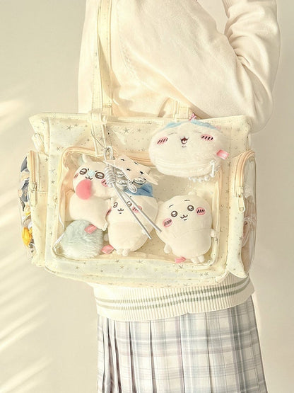 Window Pattern Beige with Star-shaped Ita Sweet Transparent Handbag Design